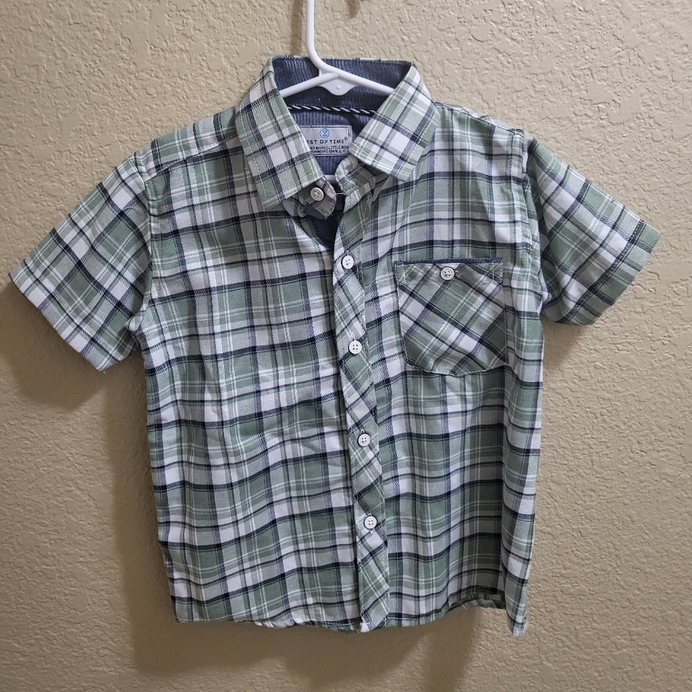 Test of Time Boys Green Multicolor Plaid Button-Up Shirt